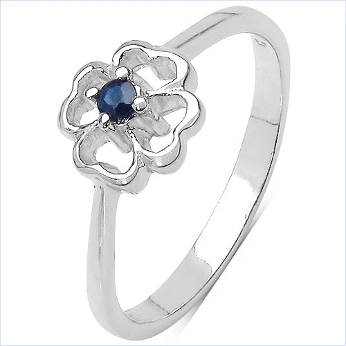 0.07 Carat Genuine Blue Sapphire .925 Sterling Silver Ring - Image 5