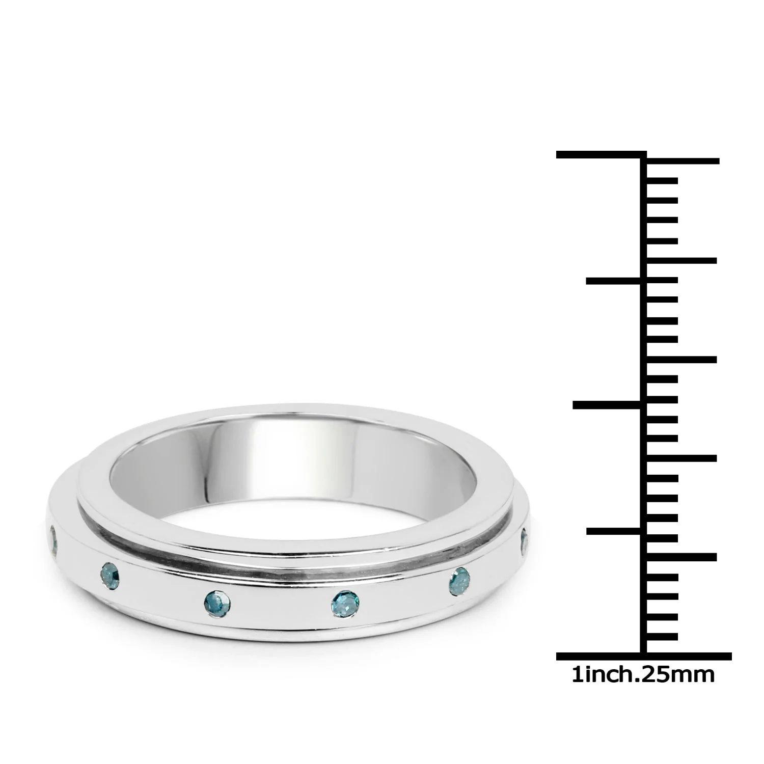 0.14 Carat Genuine Blue Diamond .925 Sterling Silver Ring - Image 3