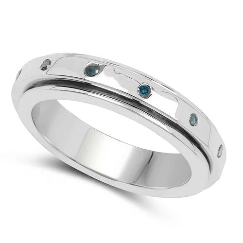 0.14 Carat Genuine Blue Diamond .925 Sterling Silver Ring - Image 5