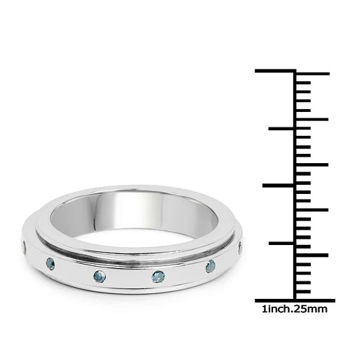 0.14 Carat Genuine Blue Diamond .925 Sterling Silver Ring - Image 6