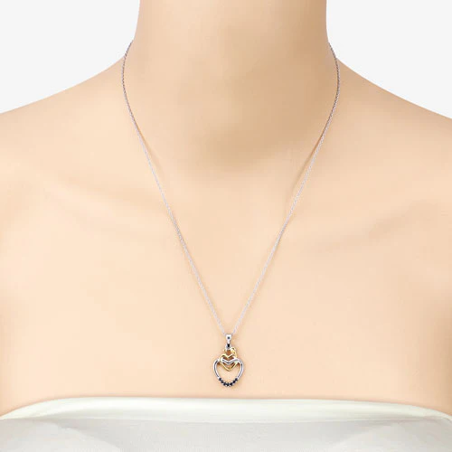 0.14 Carat Genuine Blue Sapphire .925 Sterling Silver Pendant - Image 12
