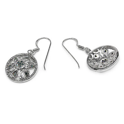 0.18 Carat Genuine Blue Diamond .925 Sterling Silver Earrings - Image 2
