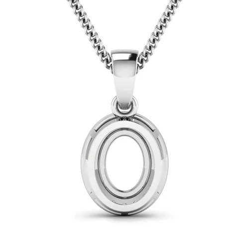 0.18 Carat Genuine White Diamond 14K White Gold Semi Mount Pendant - holds 8x6mm Oval Gemstone - Image 7