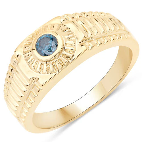 0.20 Carat Genuine Blue Diamond .925 Sterling Silver Ring - Image 2