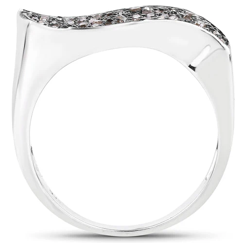 0.21 Carat Genuine Champagne Diamond .925 Sterling Silver Ring - Image 5
