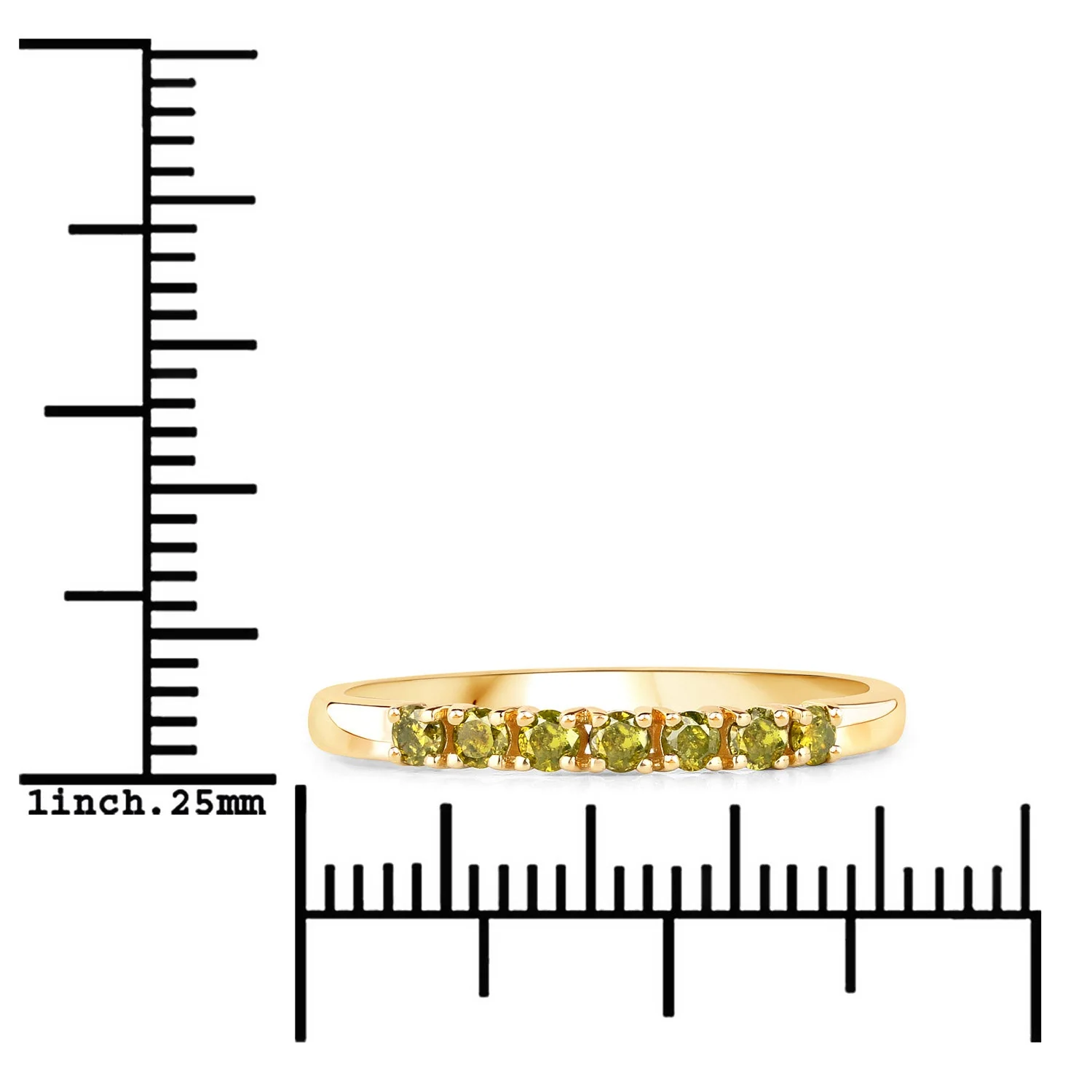 0.22 Carat Genuine Dark Yellow Diamond 14K Yellow Gold Ring (I1-I2) - Image 3