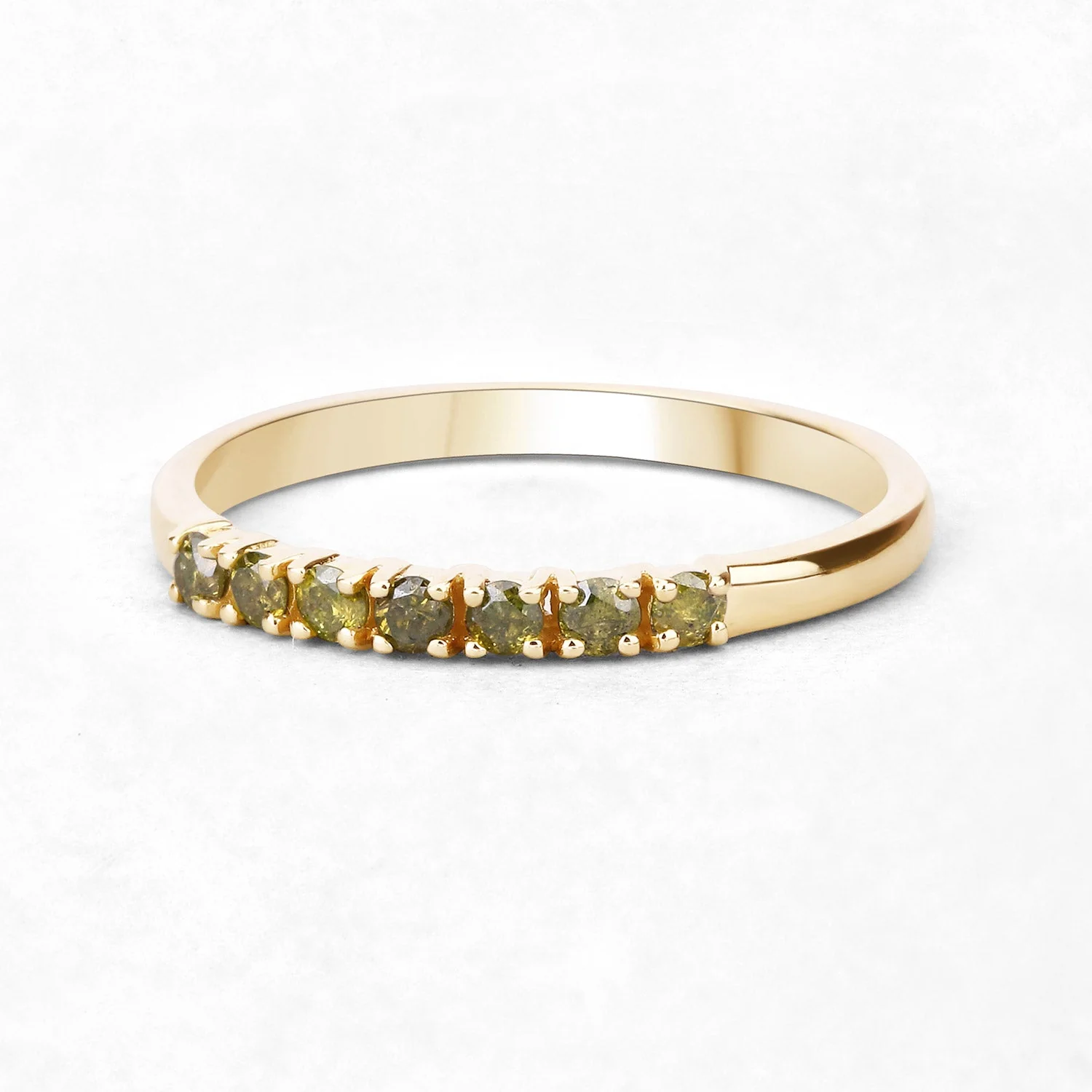 0.22 Carat Genuine Dark Yellow Diamond 14K Yellow Gold Ring (I1-I2) - Image 4
