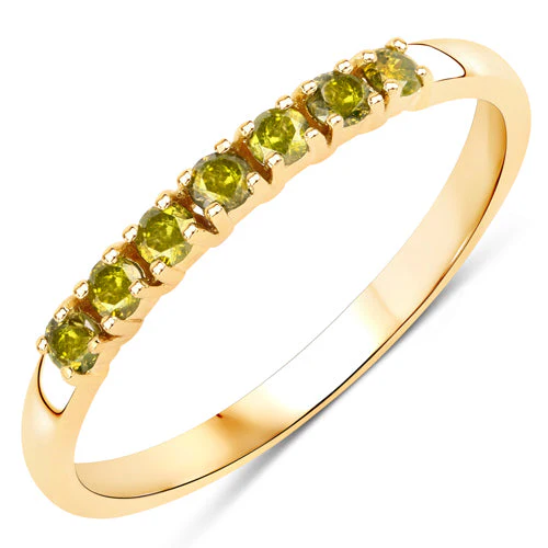 0.22 Carat Genuine Dark Yellow Diamond 14K Yellow Gold Ring (I1-I2) - Image 5