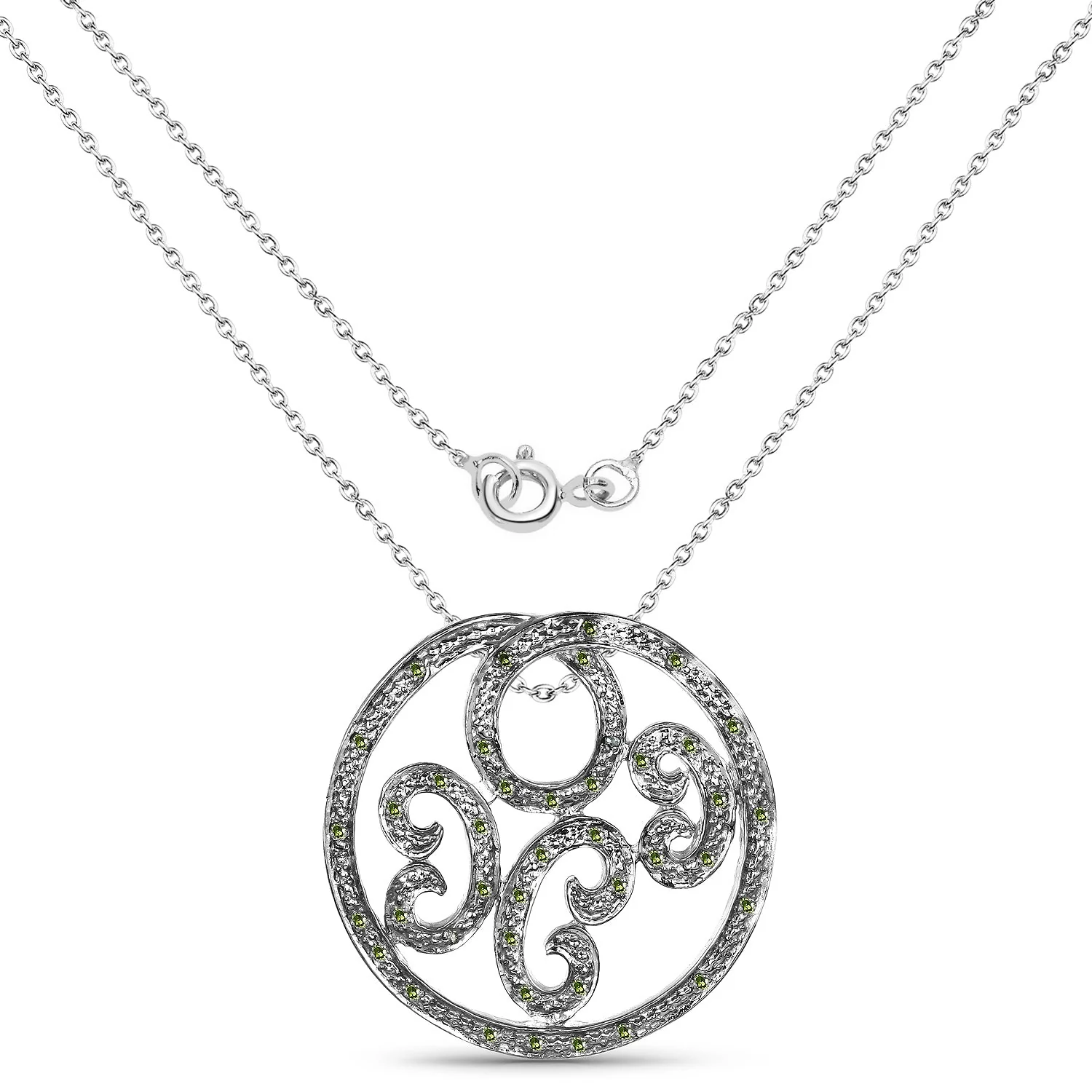 0.22 Carat Genuine Green Diamond .925 Sterling Silver Pendant - Image 2