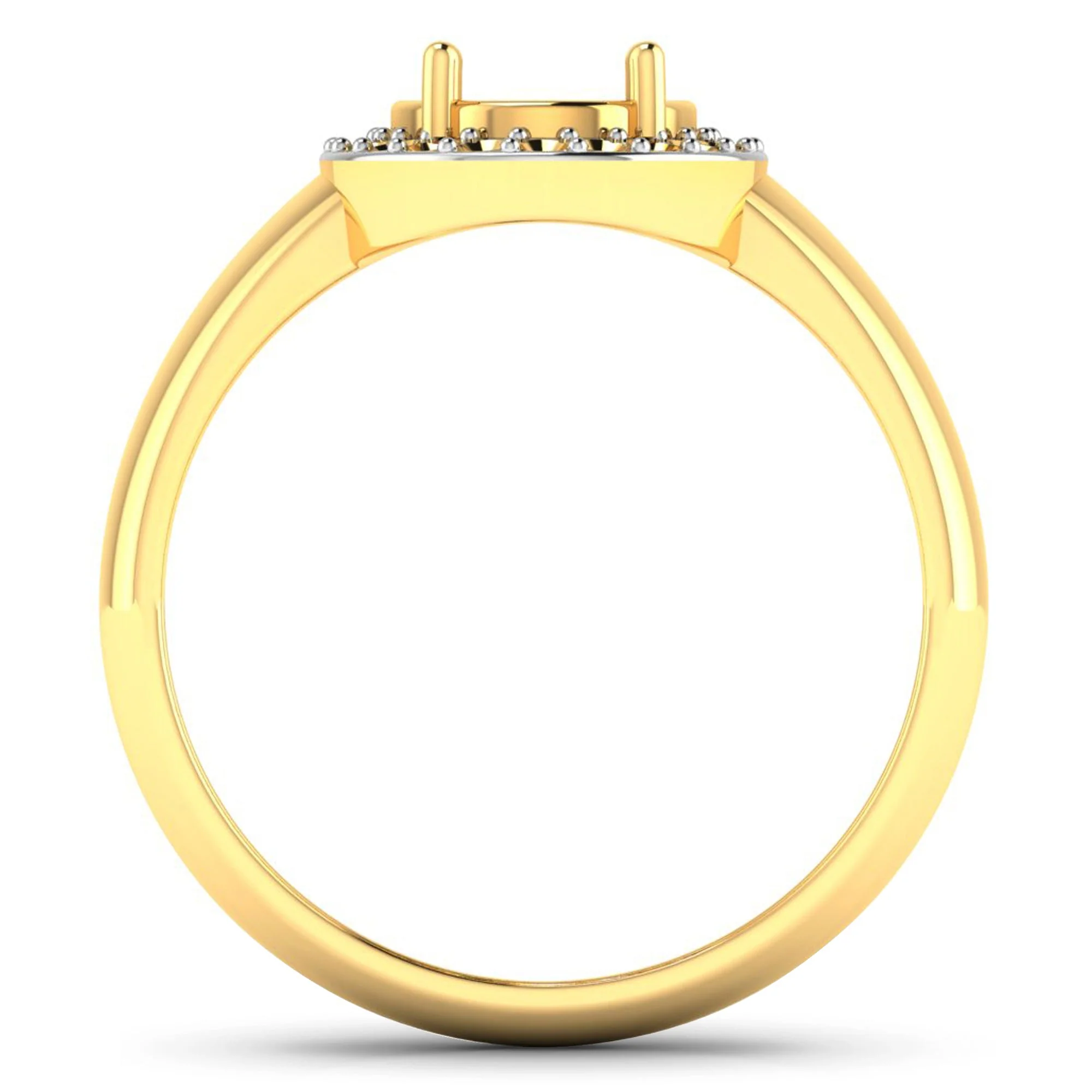 0.22 Carat Genuine White Diamond 14K Yellow Gold Semi Mount Ring - holds 9x7mm Oval Gemstone - Image 2