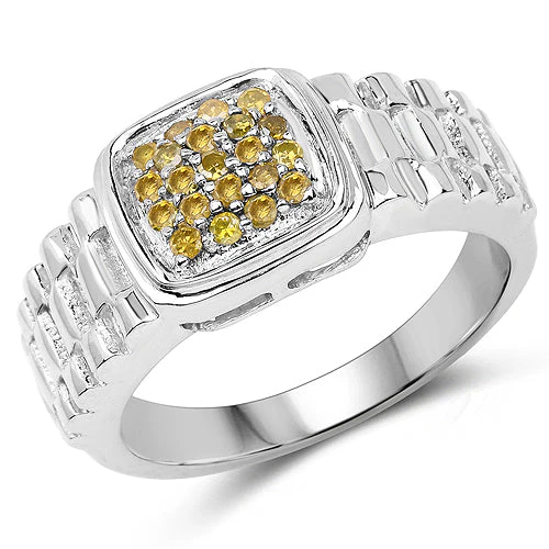 0.25 Carat Genuine Yellow Diamond .925 Sterling Silver Ring - Image 4