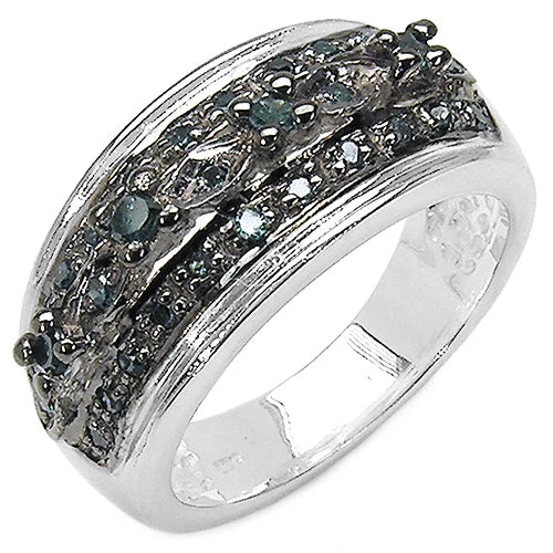 0.27 Carat Genuine Blue Diamond .925 Sterling Silver Ring - Image 4