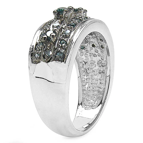 0.27 Carat Genuine Blue Diamond .925 Sterling Silver Ring - Image 5