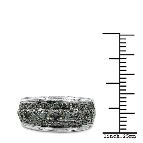 0.27 Carat Genuine Blue Diamond .925 Sterling Silver Ring - Image 6