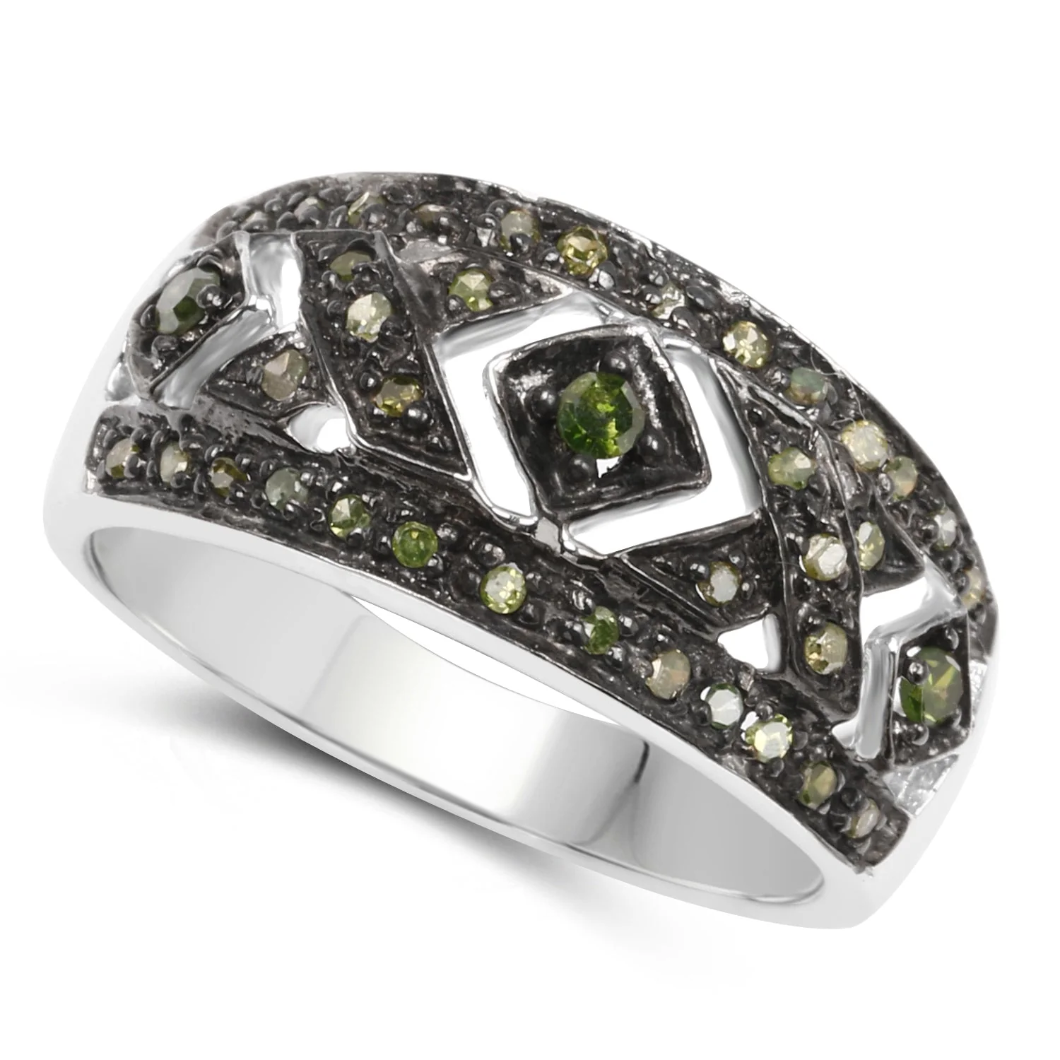 0.27 Carat Genuine Green Diamond .925 Sterling Silver Ring - Image 2