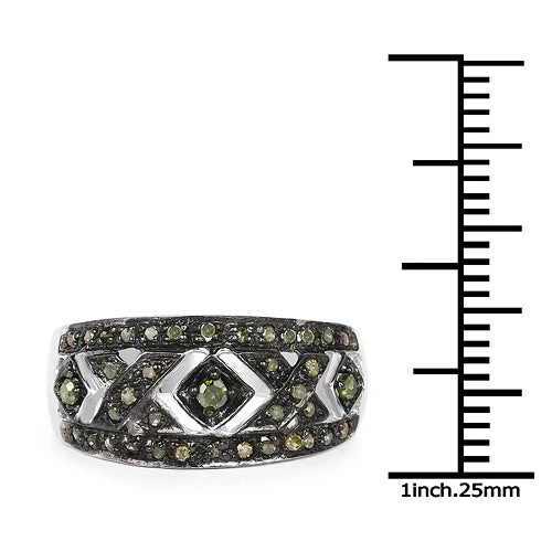 0.27 Carat Genuine Green Diamond .925 Sterling Silver Ring - Image 7