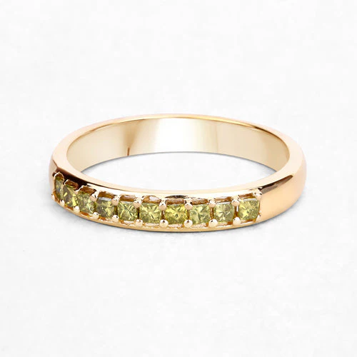 0.27 Carat Genuine Yellow Diamond 14K Yellow Gold Ring (SI1-SI2) - Image 8