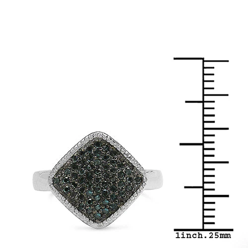 0.28 Carat Genuine Blue Diamond .925 Sterling Silver Ring - Image 3