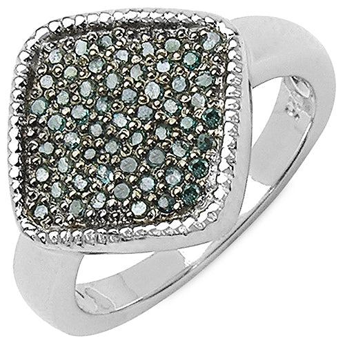 0.28 Carat Genuine Blue Diamond .925 Sterling Silver Ring - Image 4