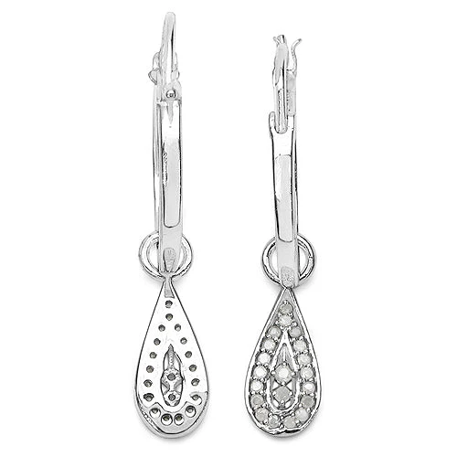 0.28 Carat Genuine White Diamond .925 Sterling Silver Earrings - Image 3