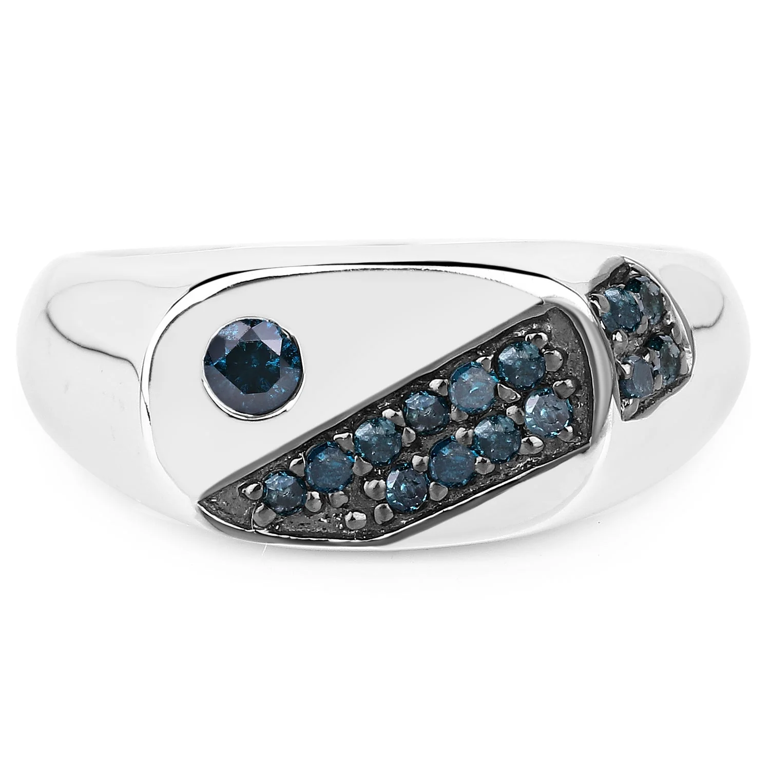 0.31 Carat Genuine Blue Diamond .925 Sterling Silver Ring - Image 3