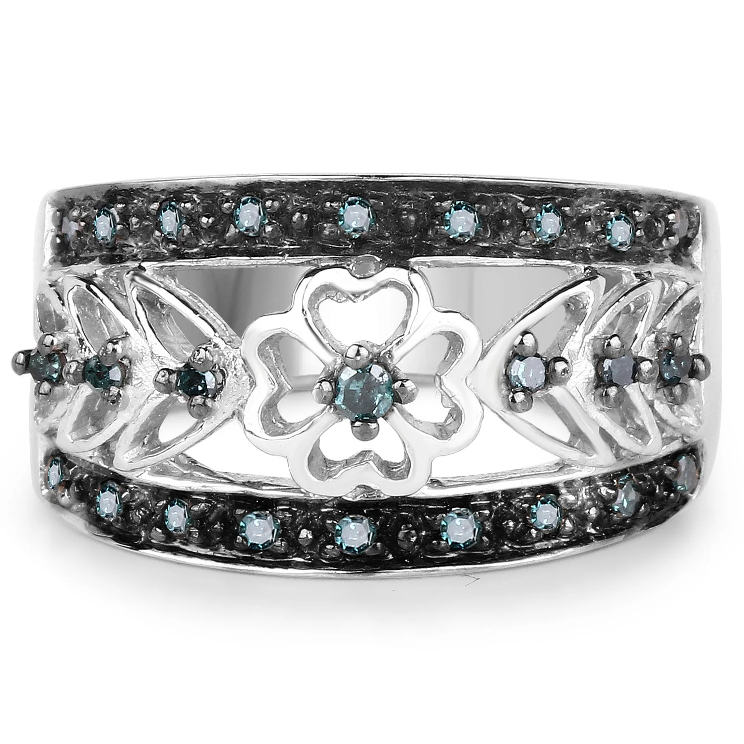 0.31 Carat Genuine Blue Diamond .925 Sterling Silver Ring - Image 3