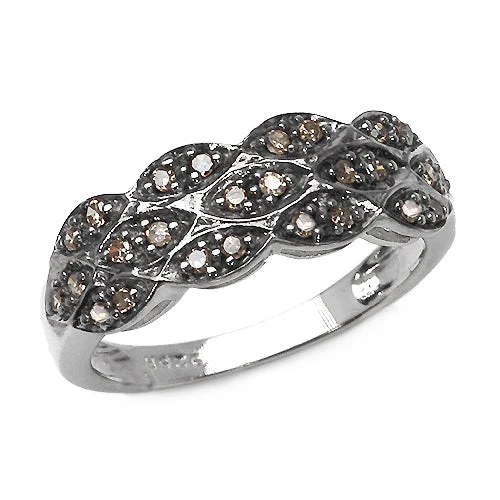 0.31 Carat Genuine Champagne Diamond .925 Sterling Silver Ring - Image 5