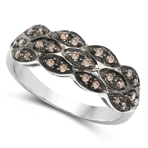0.31 Carat Genuine Champagne Diamond .925 Sterling Silver Ring - Image 6