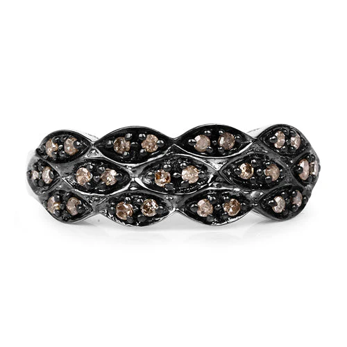 0.31 Carat Genuine Champagne Diamond .925 Sterling Silver Ring - Image 8