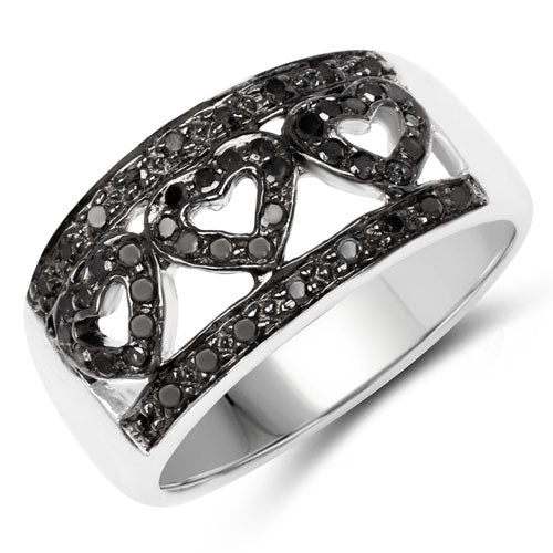 0.32 Carat Genuine Black Diamond .925 Sterling Silver Ring - Image 4