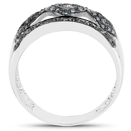0.32 Carat Genuine Blue Diamond .925 Sterling Silver Ring - Image 5