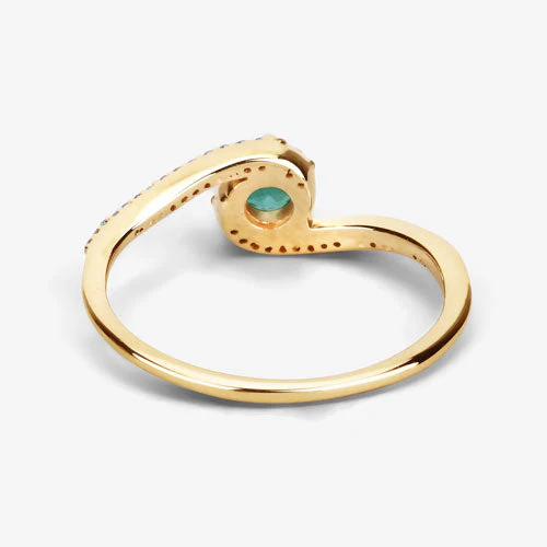 0.33 Carat Genuine Zambian Emerald and White Diamond 14K Yellow Gold Ring - Image 11