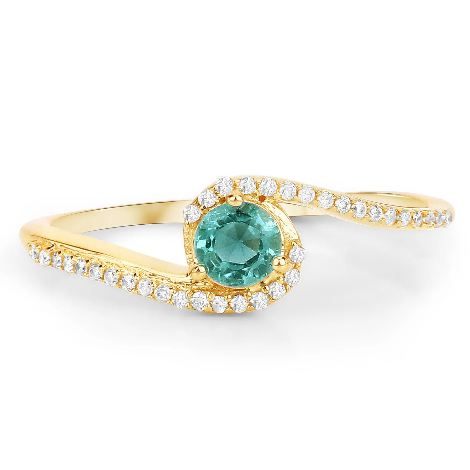 0.33 Carat Genuine Zambian Emerald and White Diamond 14K Yellow Gold Ring - Image 3
