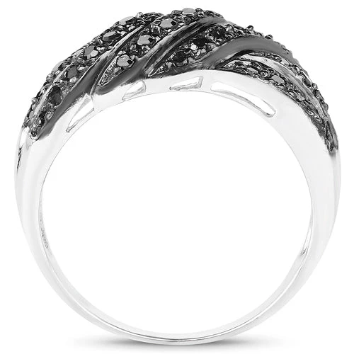 0.35 Carat Genuine Black Diamond .925 Sterling Silver Ring - Image 2