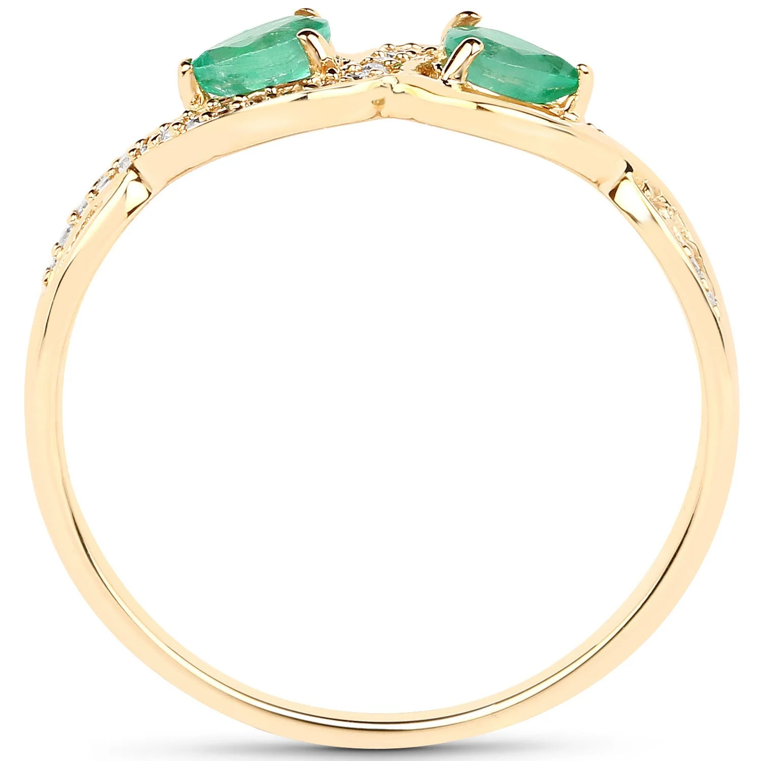 0.35 Carat Genuine Zambian Emerald and White Diamond 14K Yellow Gold Ring - Image 2