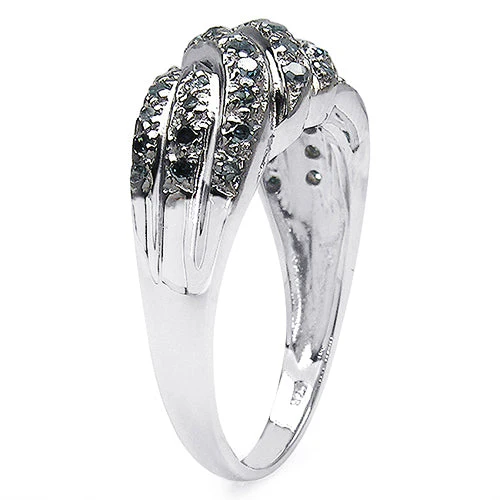 0.36 Carat Genuine Blue Diamond .925 Sterling Silver Ring - Image 2