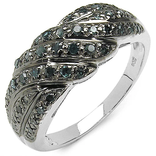 0.36 Carat Genuine Blue Diamond .925 Sterling Silver Ring - Image 4