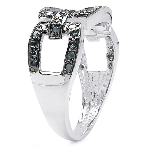 0.36 Carat Genuine Blue Diamond .925 Sterling Silver Ring - Image 2