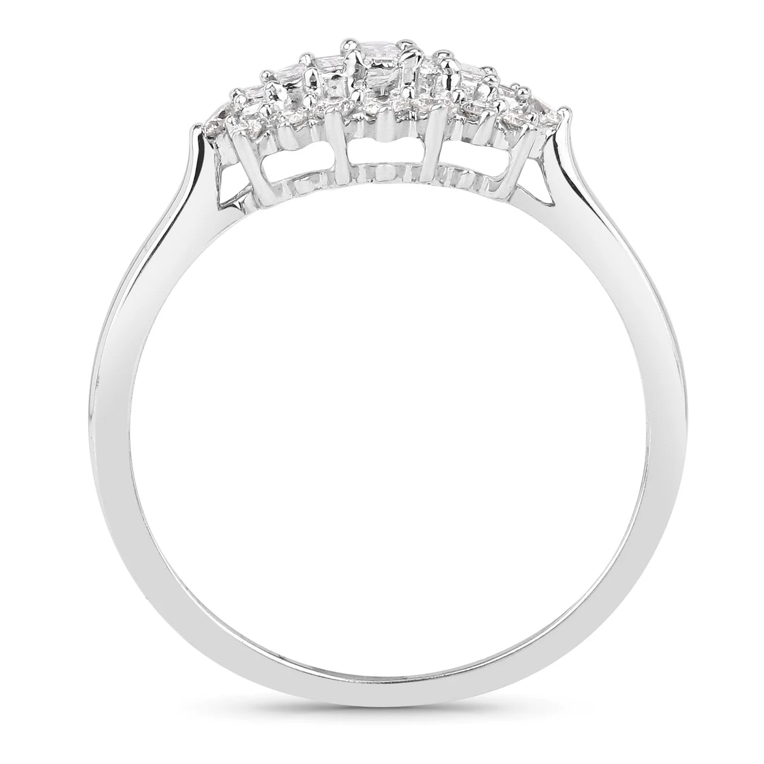 0.37 Carat Genuine White Diamond 14K White Gold Ring (E-F Color, VS-SI Clarity) - Image 2