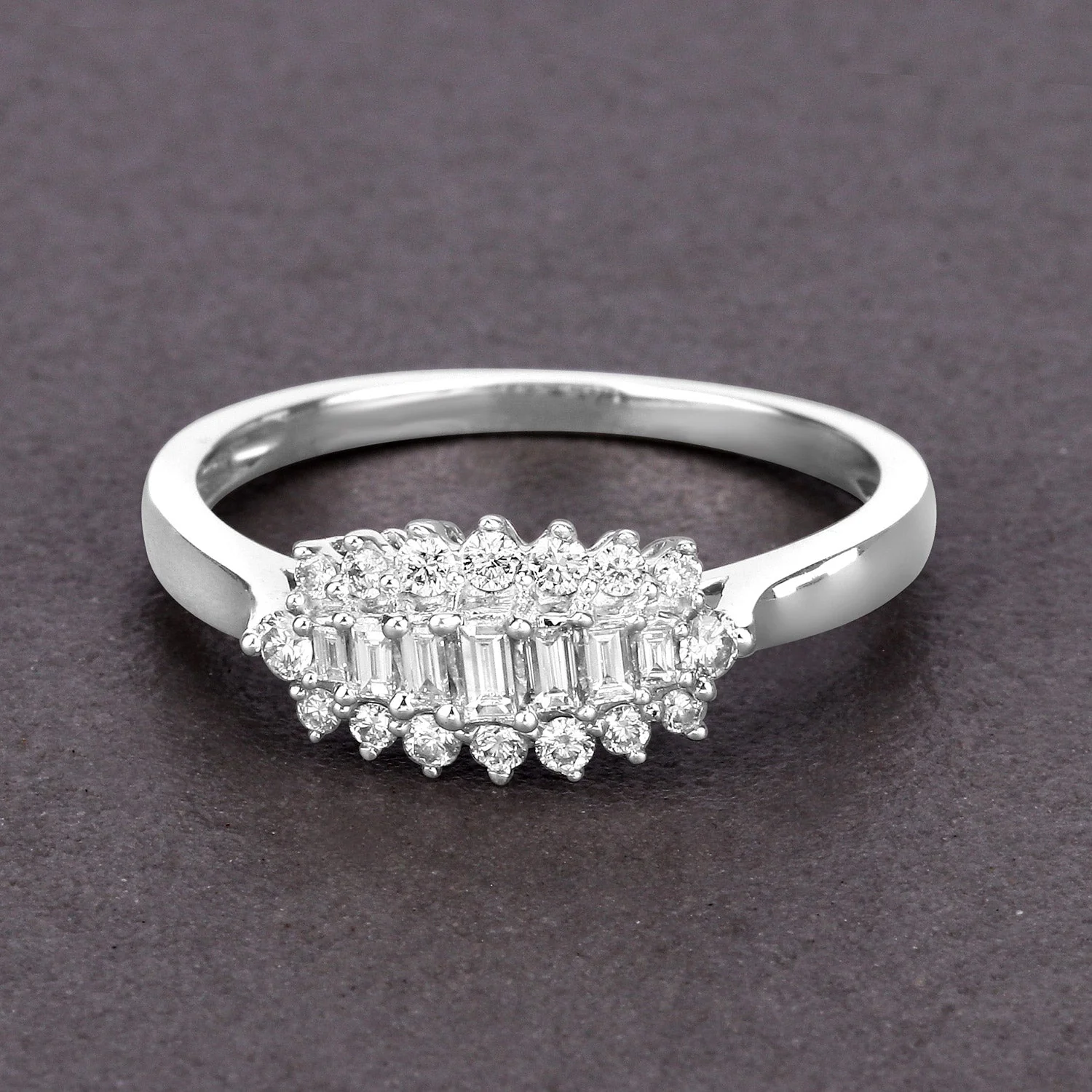 0.37 Carat Genuine White Diamond 14K White Gold Ring (E-F Color, VS-SI Clarity) - Image 4