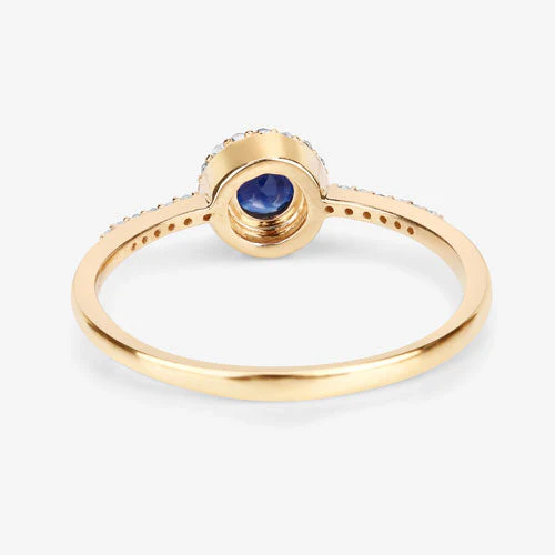 0.38 Carat Genuine Blue Sapphire and White Diamond 14K Yellow Gold Ring - Image 12