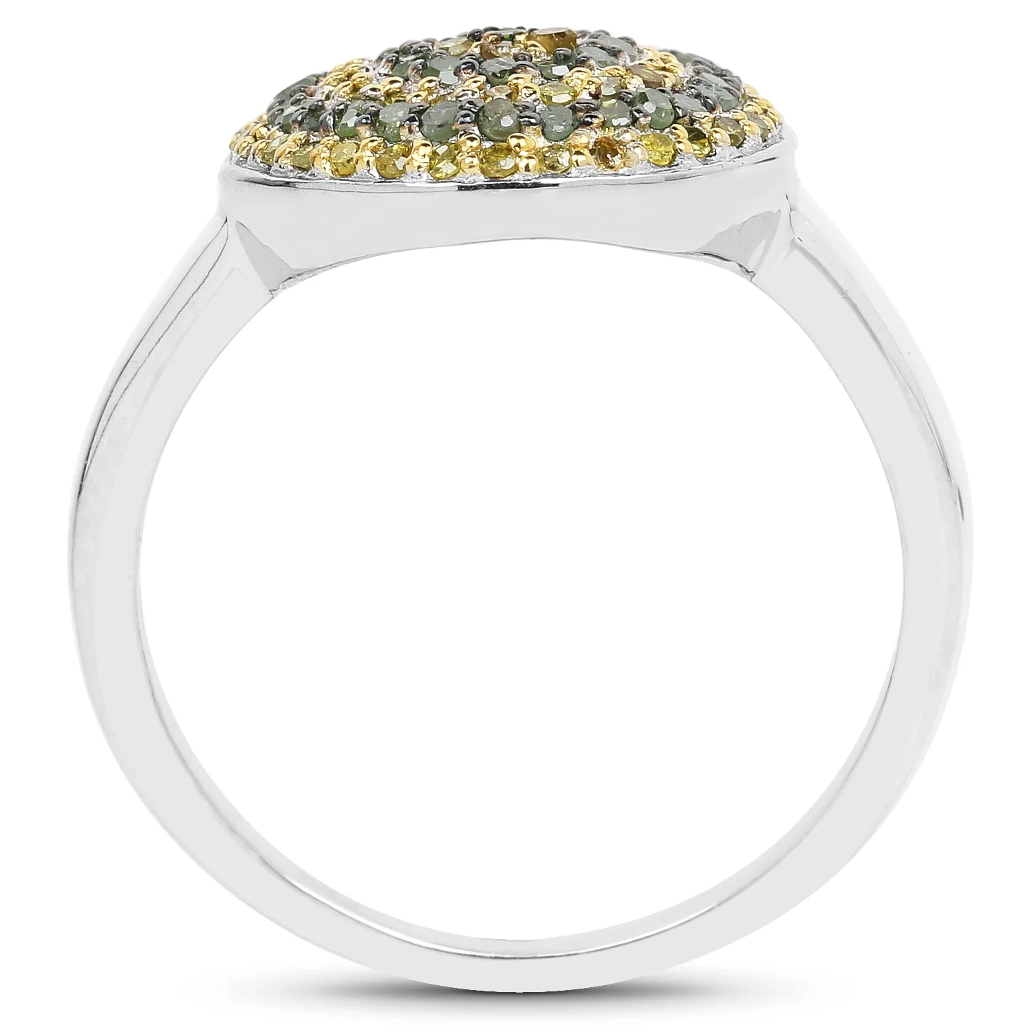 0.39 Carat Genuine Green Diamond and Yellow Diamond .925 Sterling Silver Ring - Image 2