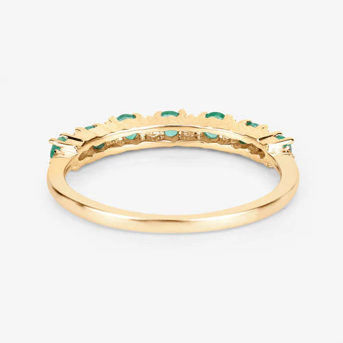 0.41 Carat Genuine Zambian Emerald and White Diamond 14K Yellow Gold Ring - Image 11