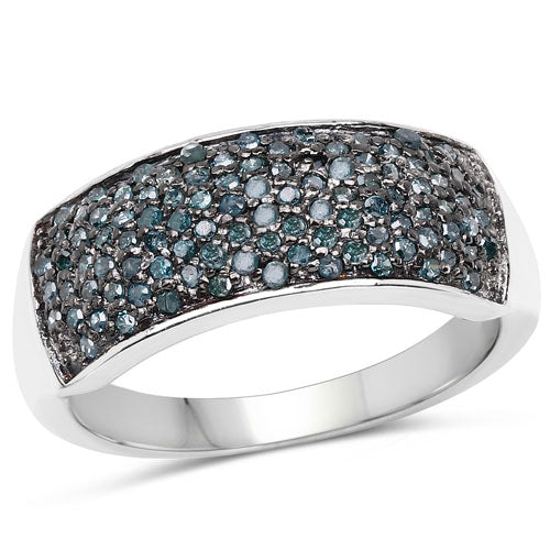 0.42 Carat Genuine Blue Diamond .925 Sterling Silver Ring - Image 5