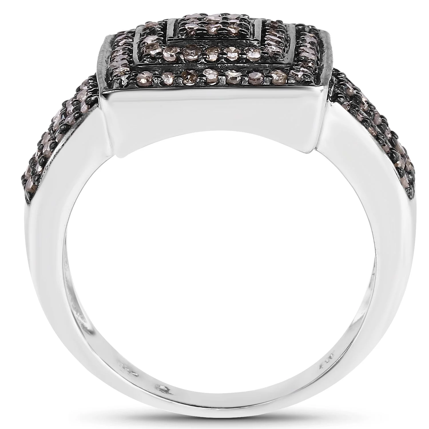 0.42 Carat Genuine Champagne Diamond .925 Sterling Silver Ring - Image 2