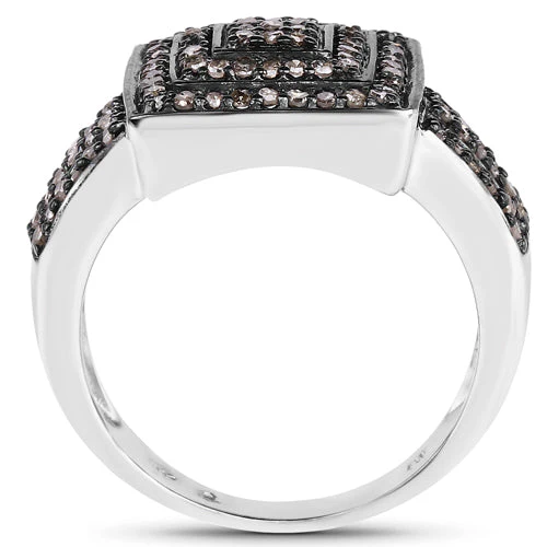 0.42 Carat Genuine Champagne Diamond .925 Sterling Silver Ring - Image 5