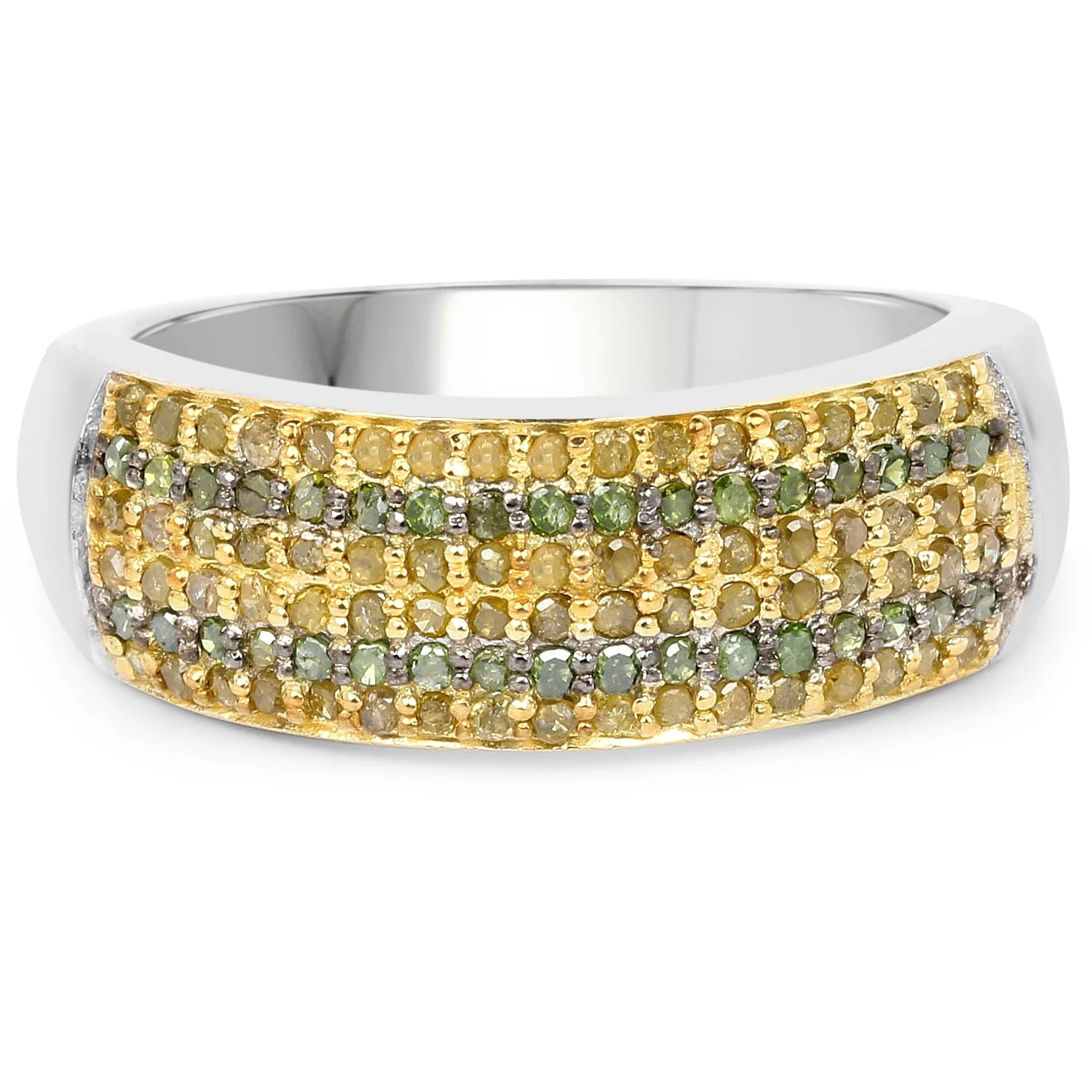 0.43 Carat Genuine Green Diamond and Yellow Diamond .925 Sterling Silver Ring - Image 3