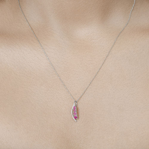 0.43 Carat Genuine Ruby and White Diamond 14K White Gold Pendant - Image 13
