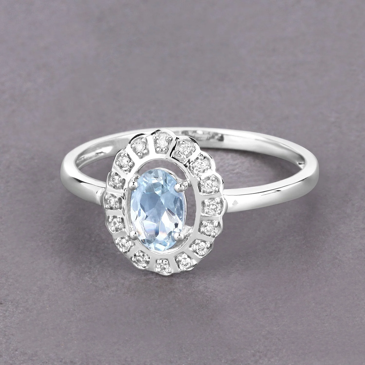0.44 Carat Genuine Aquamarine and White Diamond 14K White Gold Ring - Image 4