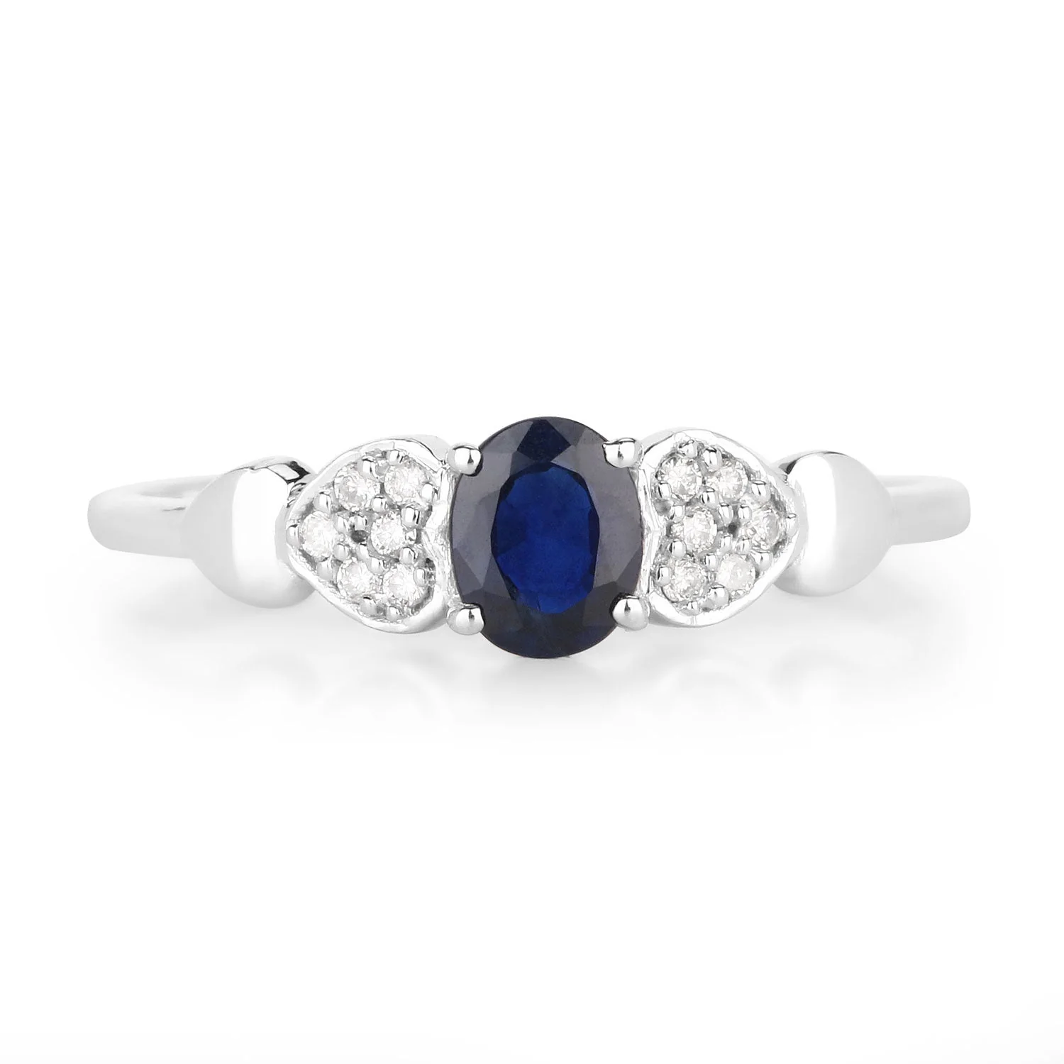 0.44 Carat Genuine Blue Sapphire and White Diamond 14K White Gold Ring - Image 3